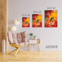 "Artery8 Honey Bee On Abstract Flower Bed Canvas Wall Art Print - Size: W18"" x H24""" - thumbnail 4