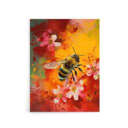 "Artery8 Honey Bee On Abstract Flower Bed Canvas Wall Art Print - Size: W18"" x H24""" - thumbnail 1