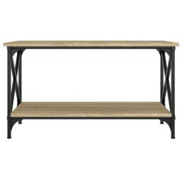 Berkfield Home Coffee Table Sonoma Oak 80x45x45 cm Engineered Wood & Iron in Brown - Size: 80 x 45 x 45 cm - thumbnail 4