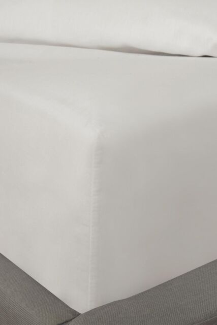 OHS Luxury Plain Dyed Cotton 30cm Deep Fitted Bed Sheet in White - Size: Double Fitted - image 1