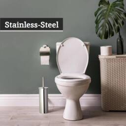 KORVIXA Bathroom Toilet Brush Holder Freestanding in Silver - thumbnail 2