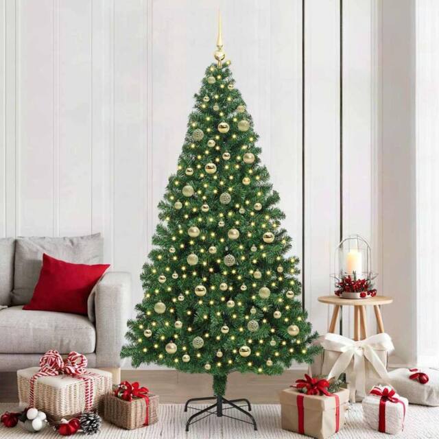 Berkfield Home Artificial Christmas Tree with 300 LEDs with Stand Green 210 cm - image 1