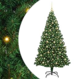 Berkfield Home Artificial Christmas Tree with 300 LEDs with Stand Green 210 cm - thumbnail 2