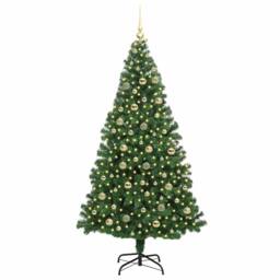 Berkfield Home Artificial Christmas Tree with 300 LEDs with Stand Green 210 cm - thumbnail 3
