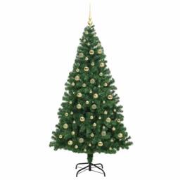 Berkfield Home Artificial Christmas Tree with 300 LEDs with Stand Green 210 cm - thumbnail 4