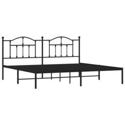 Berkfield Home Metal Bed Frame with Headboard Black 193x203 cm - thumbnail 3