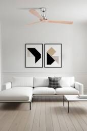 Netlighting Lantau XL 3 Blade Ceiling Fan Satin Nickel Pine Tuya Smart System in Natural - thumbnail 2