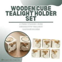 Marco Paul Set of 6 Wooden Heart Tea Light Holder Candle Holder Home Décor in White - thumbnail 6