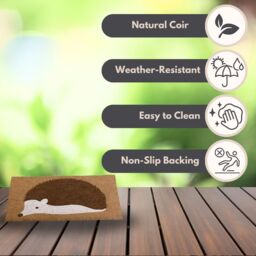 Marco Paul Brown Coir Hedgehog Nonslip Doormat 75x45cm - Size: 45 cm x 75 cm - thumbnail 4