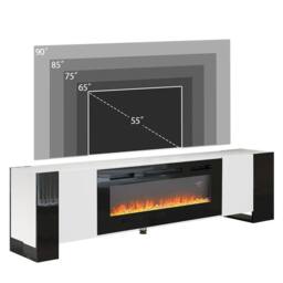 "FLAVORA 36"" Electric Fireplace with TV Stand Unit Cabinet in White" - thumbnail 3