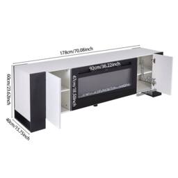 "FLAVORA 36"" Electric Fireplace with TV Stand Unit Cabinet in White" - thumbnail 2