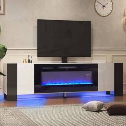 "FLAVORA 36"" Electric Fireplace with TV Stand Unit Cabinet in White" - thumbnail 4