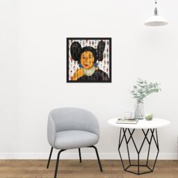 "Artery8 Wall Art Print Bradley White Earth Ojibwe Hopi Maiden IV Painting Square Framed Picture 16X16 Inch in Black - Size: W16"" x H16""" - thumbnail 2