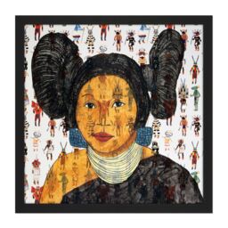 "Artery8 Wall Art Print Bradley White Earth Ojibwe Hopi Maiden IV Painting Square Framed Picture 16X16 Inch in Black - Size: W16"" x H16""" - thumbnail 1