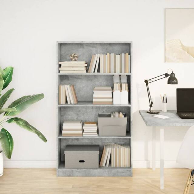 Berkfield Home Decorative Bookcase Concrete Grey 80x24x143 cm Engineered Wood - Size: 80 x 24 x 143 cm - image 1