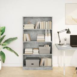 Berkfield Home Decorative Bookcase Concrete Grey 80x24x143 cm Engineered Wood - Size: 80 x 24 x 143 cm - thumbnail 1