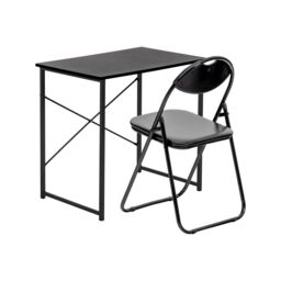 Harbour Housewares Wood Desk & Chair Set in Black - thumbnail 1