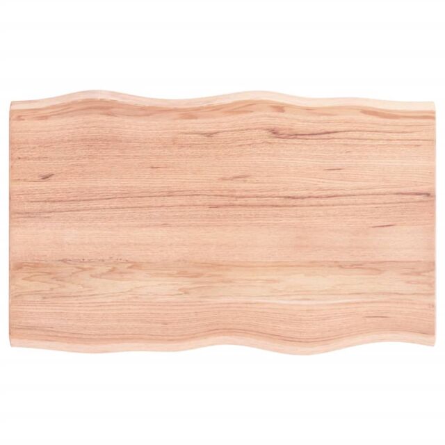 Berkfield Home Table Top Light Brown 80x50x2 cm Treated Solid Wood Oak Live Edge - Size: 80 x 50 x 2 cm - image 1