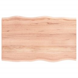 Berkfield Home Table Top Light Brown 80x50x2 cm Treated Solid Wood Oak Live Edge - Size: 80 x 50 x 2 cm - thumbnail 1