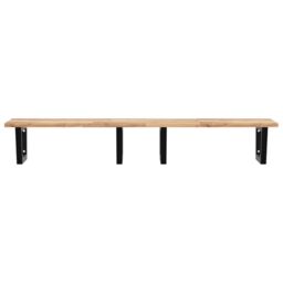 Berkfield Home Basin Shelf Wall Mounted Steel & Solid Wood Acacia in Brown - thumbnail 4