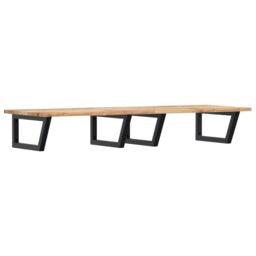 Berkfield Home Basin Shelf Wall Mounted Steel & Solid Wood Acacia in Brown - thumbnail 2