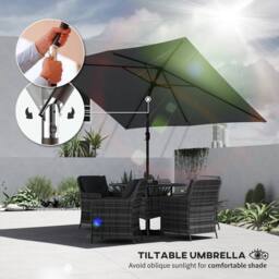 OUTSUNNY Garden Parasol, Outdoor Umbrella with Tilt Function, Dark Grey - Size: 3m x 2m - thumbnail 4