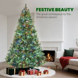 HOMCOM Christmas Tree with Colourful DIY LEDs, Remote, Carolina Pine in Green - Size: 6ft - thumbnail 4