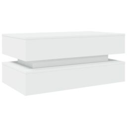 Berkfield Home Coffee Table with LED Lights White 90x50x40 cm - Size: 90 x 50 x 40 cm - thumbnail 3