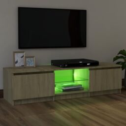 Berkfield Home TV Cabinet with LED Lights Sonoma Oak 120x30x35.5 cm in Brown - thumbnail 4