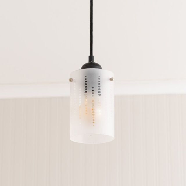 ValueLights Elsie Frosted Glass Spotted Ceiling Small Cylinder Lamp Shade in White - image 1
