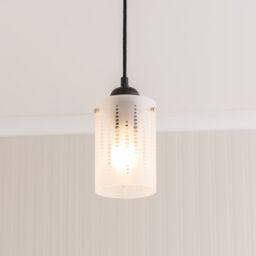 ValueLights Elsie Frosted Glass Spotted Ceiling Small Cylinder Lamp Shade in White - thumbnail 3