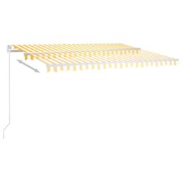 Berkfield Home Manual Retractable Awning with LED 450x300 cm Yellow & White - thumbnail 4
