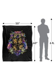 Harry Potter Hogwarts Multi-Colored Floral Crest Officially Licensed Silky Touch Super Soft Throw Blanket 152x127 cm in White - thumbnail 5