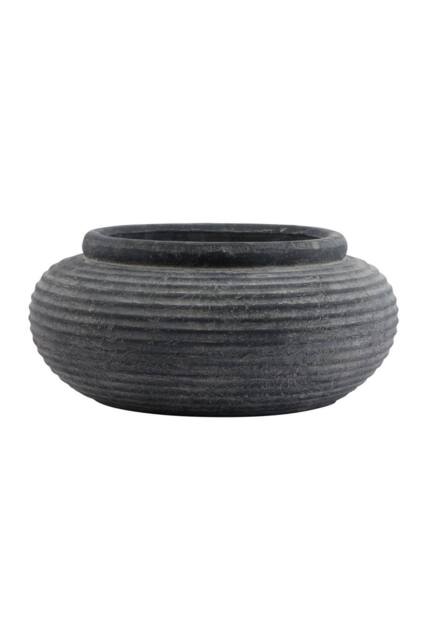 KDMD Amalfi Grey Round Ribbed Planter - Modern Indoor & Outdoor Decor - image 1