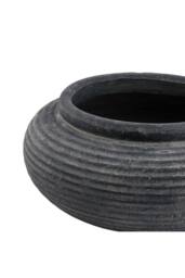 KDMD Amalfi Grey Round Ribbed Planter - Modern Indoor & Outdoor Decor - thumbnail 2