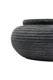KDMD Amalfi Grey Round Ribbed Planter - Modern Indoor & Outdoor Decor - thumbnail 3