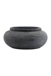 KDMD Amalfi Grey Round Ribbed Planter - Modern Indoor & Outdoor Decor