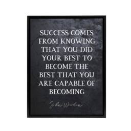 "Artery8 Basketball Quote John Wooden Success Framed Canvas Wall Art Print in Grey - Size: W12"" x H16""" - thumbnail 1