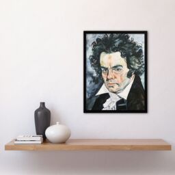 Artery8 Beethoven Classical Music Composer Portrait Framed Wall Art in Black - Size: A4 - thumbnail 4