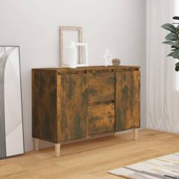 Berkfield Home Sideboard Smoked Oak 103.5x35x70 cm Engineered Wood in Brown - thumbnail 2