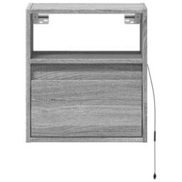 Berkfield Home Wall-mounted Bedside Cabinets with LED Lights 2 pcs Grey Sonoma - thumbnail 6