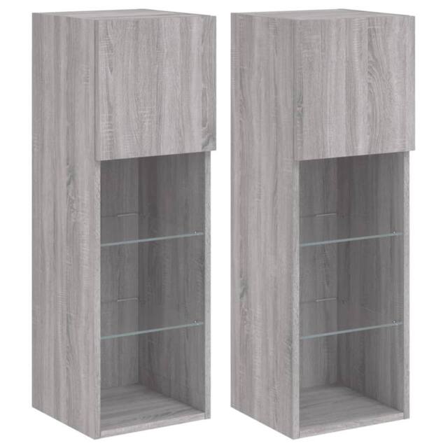 Berkfield Home TV Cabinets with LED Lights 2 pcs Grey Sonoma 30.5x30x90 cm
