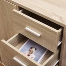 EONLION Wooden Sideboard Cabinet Cupboard Unit Storage Furniture Oak in Light Oak - thumbnail 3