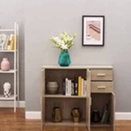 EONLION Wooden Sideboard Cabinet Cupboard Unit Storage Furniture Oak in Light Oak - thumbnail 4