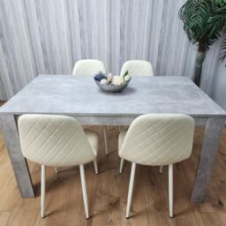 KOSY KOALA Wooden Rectangle Dining Table with 4 Cream Chairs Dining Room Furniture in Brown - thumbnail 7