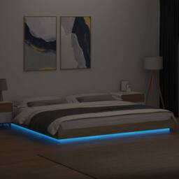 Berkfield Home Durable Bed Frame with LED Lights without Mattress Sonoma Oak 200 in Brown - thumbnail 4