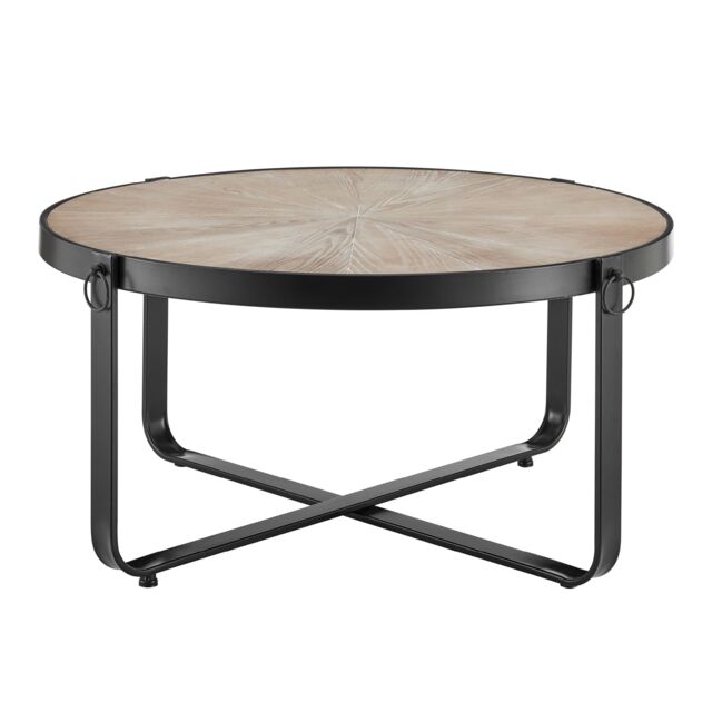LIVIVO Kori Side & Coffee Scandi Style Rustic Metal Frame Table - Blonde Wood in Light Oak - image 1