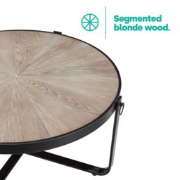 LIVIVO Kori Side & Coffee Scandi Style Rustic Metal Frame Table - Blonde Wood in Light Oak - thumbnail 5