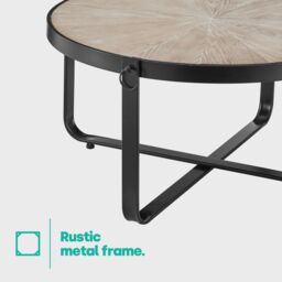 LIVIVO Kori Side & Coffee Scandi Style Rustic Metal Frame Table - Blonde Wood in Light Oak - thumbnail 4
