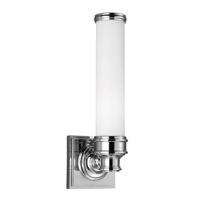 Loops IP44 Wall Light White Etched Glass Metal Ring Style Polished Chrome LED G9 3.5W